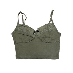olive green lace crop tank